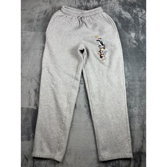 Vintage 1998‎ Looney Tunes Warner Bros Sweatpants Small Gray Embroidered Joggers - Picture 1 of 12